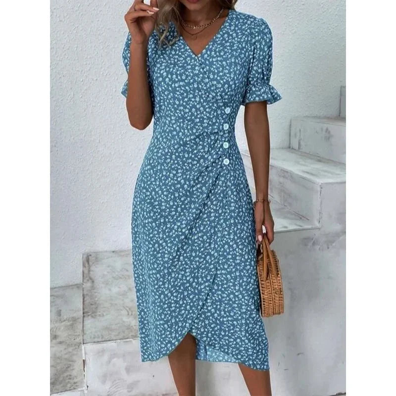 Evelyn Damen Midi Kleid | Plissee mit Blumenmuster 0