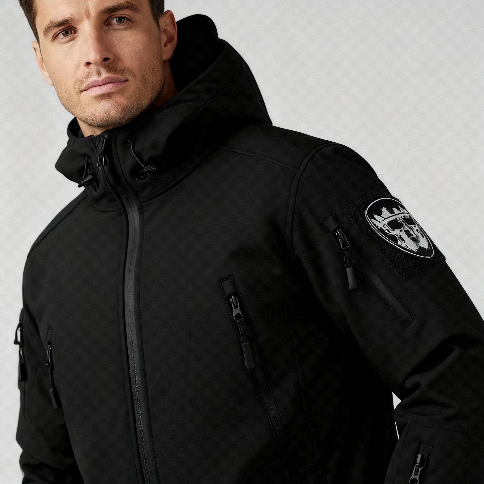 Roland Schwarz Technischer Wasserabweisender Outdoor-Zweiteiler mit Kapuze für Herren | Cargo Stil Freizeit - S/M/L/XL/2XL/3XL/4XL