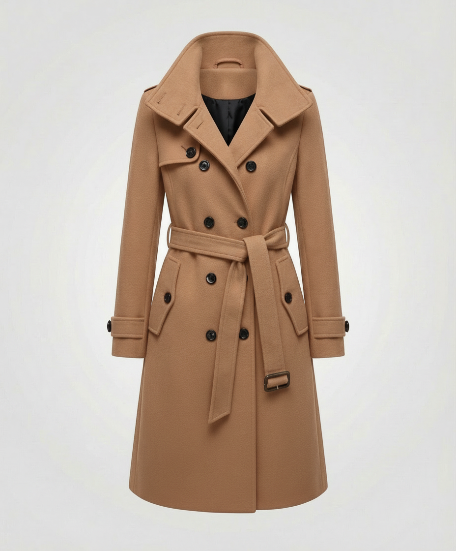 Erika Rot Eleganter Doppelreihiger Trenchcoat für Damen | Klassischer Schnitt mit Gürtel Winter - XS/S/M/L/XL