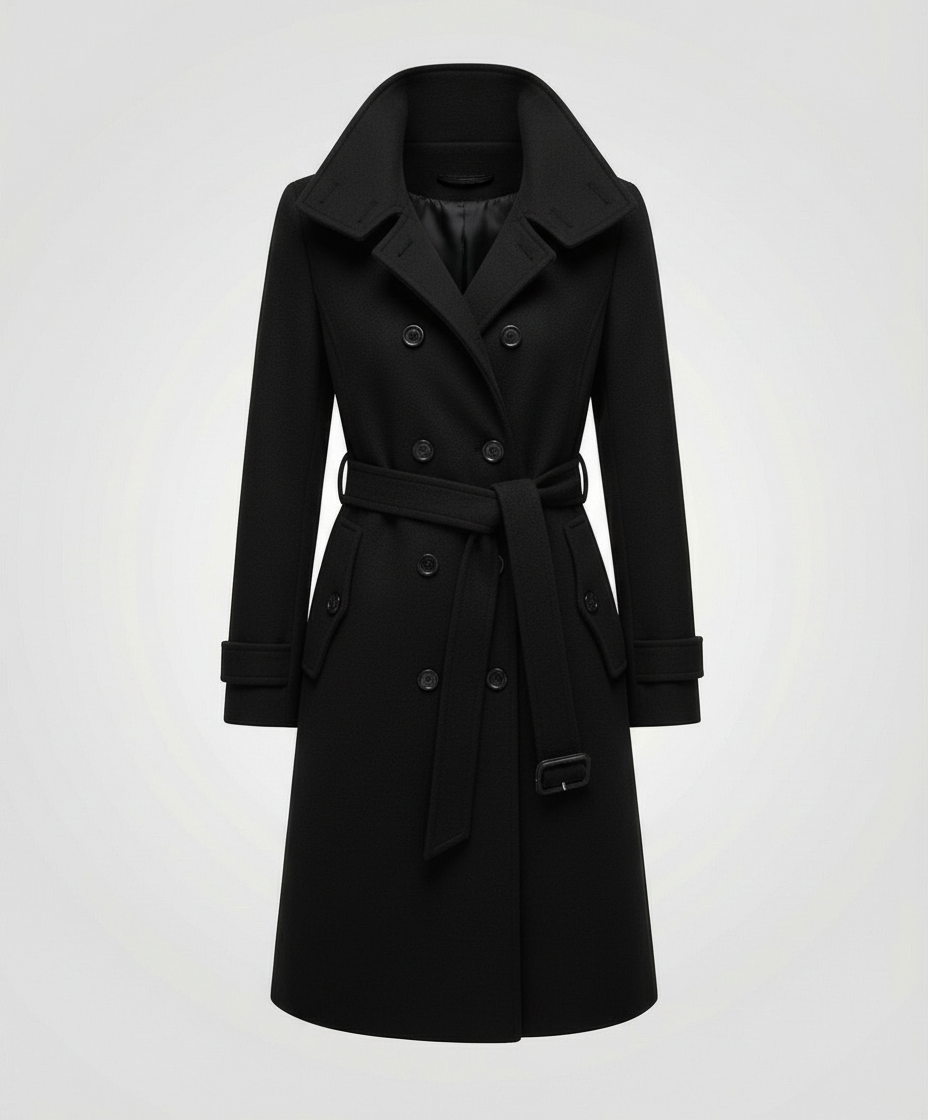 Erika Rot Eleganter Doppelreihiger Trenchcoat für Damen | Klassischer Schnitt mit Gürtel Winter - XS/S/M/L/XL