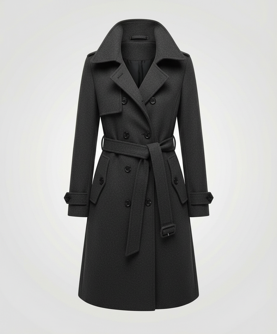 Erika Rot Eleganter Doppelreihiger Trenchcoat für Damen | Klassischer Schnitt mit Gürtel Winter - XS/S/M/L/XL