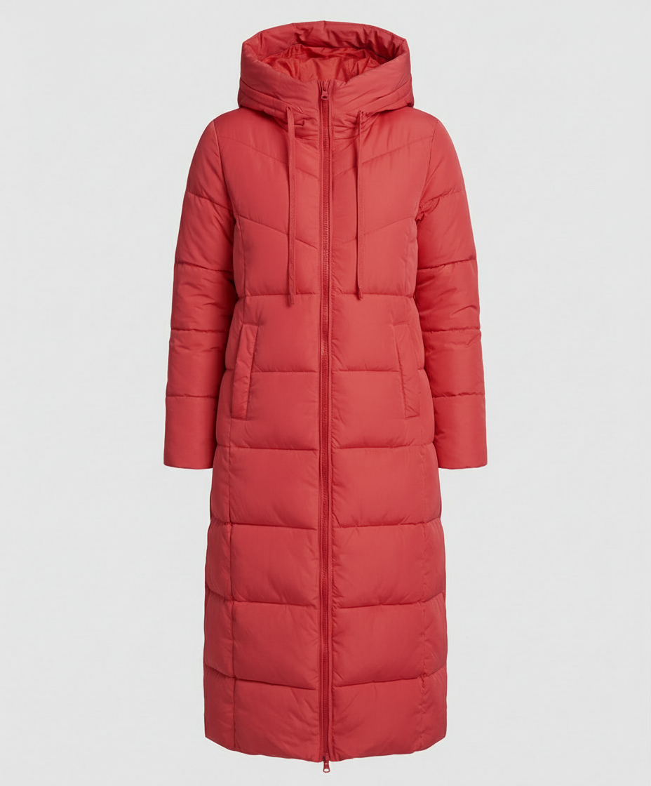 Vreni Schwarz Langer Gesteppter Wintermantel mit Kapuze für Damen | Isoliert Warm Winter - S/M/L/XL/2XL