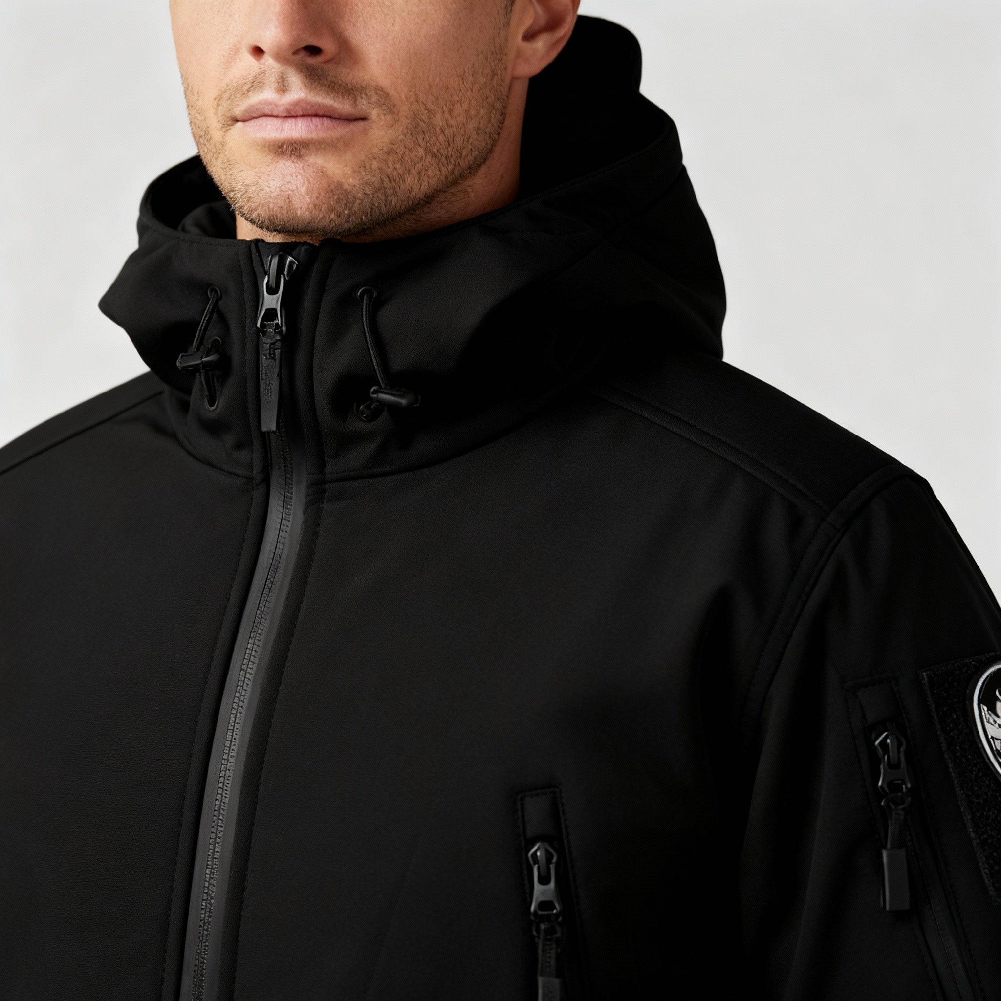 Roland Schwarz Technischer Wasserabweisender Outdoor-Zweiteiler mit Kapuze für Herren | Cargo Stil Freizeit - S/M/L/XL/2XL/3XL/4XL