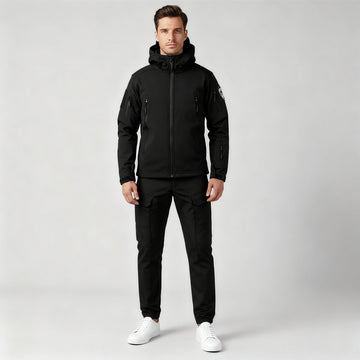 Roland Schwarz Technischer Wasserabweisender Outdoor-Zweiteiler mit Kapuze für Herren | Cargo Stil Freizeit - S/M/L/XL/2XL/3XL/4XL