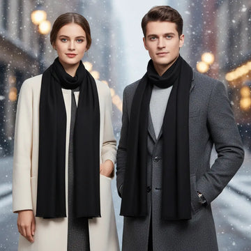 Hans Rot/Grau Feiner Kaschmir Winterschal für Herren und Damen | Zeitloser Uni-Stil, 180 x 30 cm