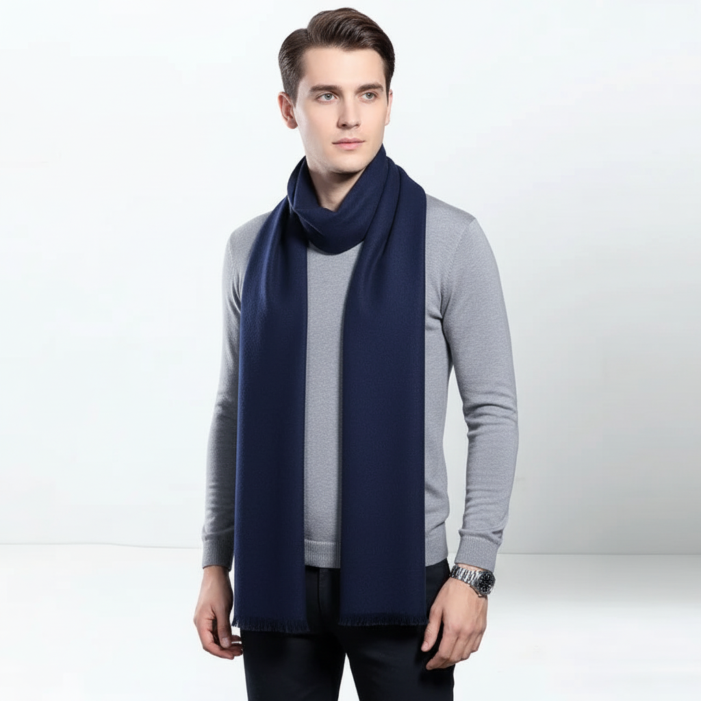 Hans Rot/Grau Feiner Kaschmir Winterschal für Herren und Damen | Zeitloser Uni-Stil, 180 x 30 cm