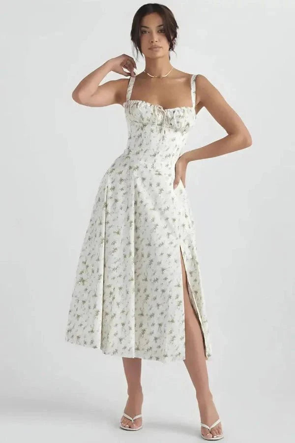 Fina Damen Midi Kleid | Verstellbare Träger, Ausgestellter Rock 1