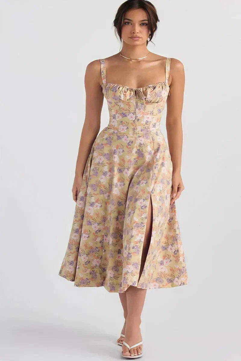 Fina Damen Midi Kleid | Verstellbare Träger, Ausgestellter Rock 10