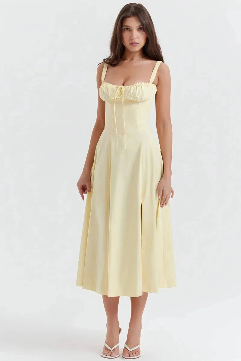 Fina Damen Midi Kleid | Verstellbare Träger, Ausgestellter Rock 11