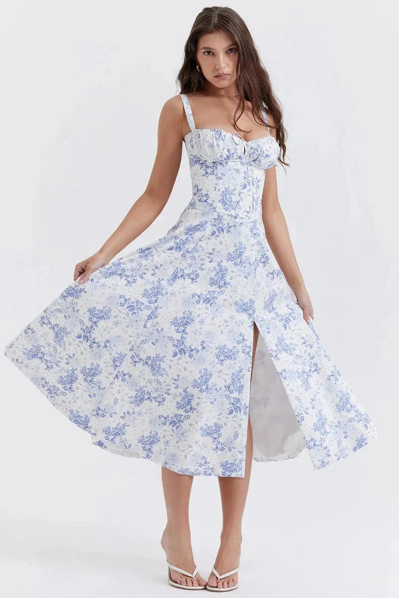 Fina Damen Midi Kleid | Verstellbare Träger, Ausgestellter Rock 13