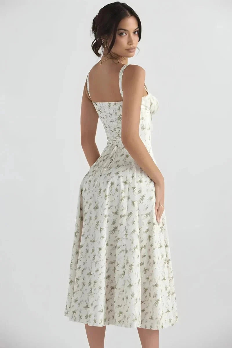 Fina Damen Midi Kleid | Verstellbare Träger, Ausgestellter Rock 2