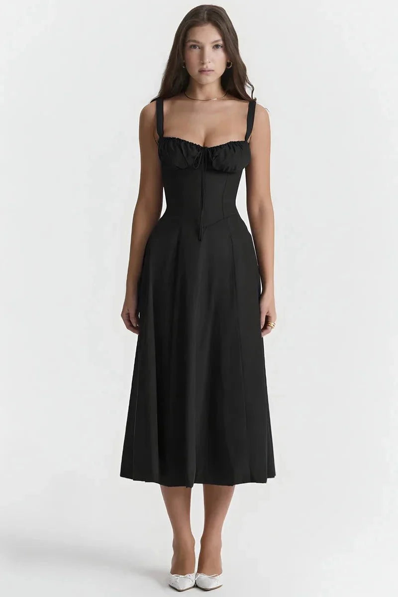 Fina Damen Midi Kleid | Verstellbare Träger, Ausgestellter Rock 9