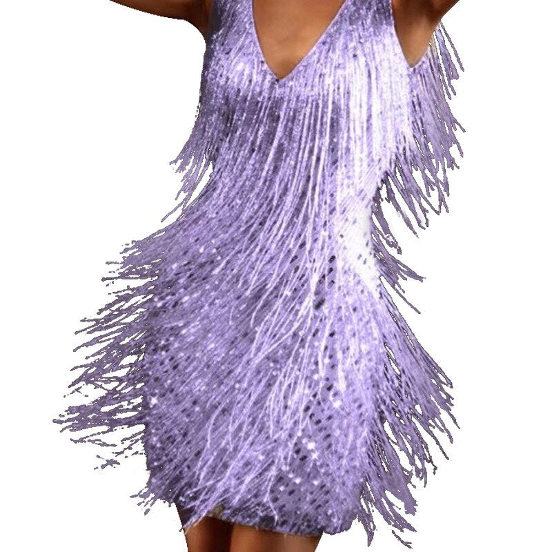 Fina Damen Mini Kleid | Mit Fransen und Perlen, Festlich 1