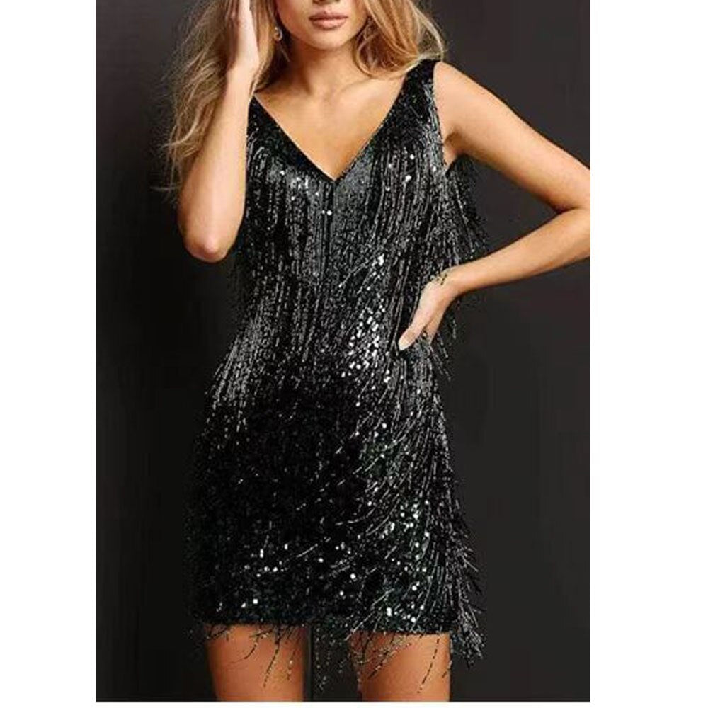 Fina Damen Mini Kleid | Mit Fransen und Perlen, Festlich 6