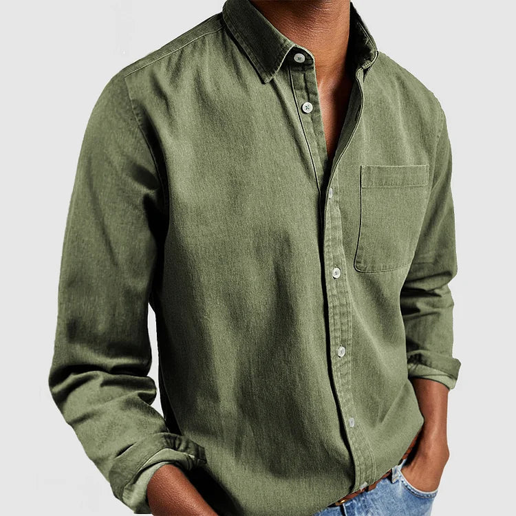 Fino Herren Freizeithemd | Langarm, Button-Down-Kragen 0