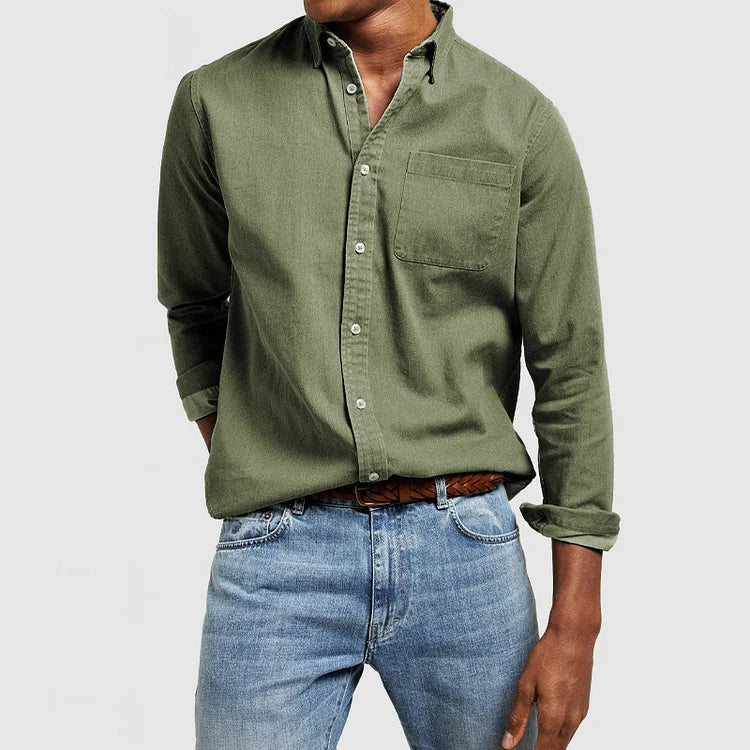 Fino Herren Freizeithemd | Langarm, Button-Down-Kragen 0