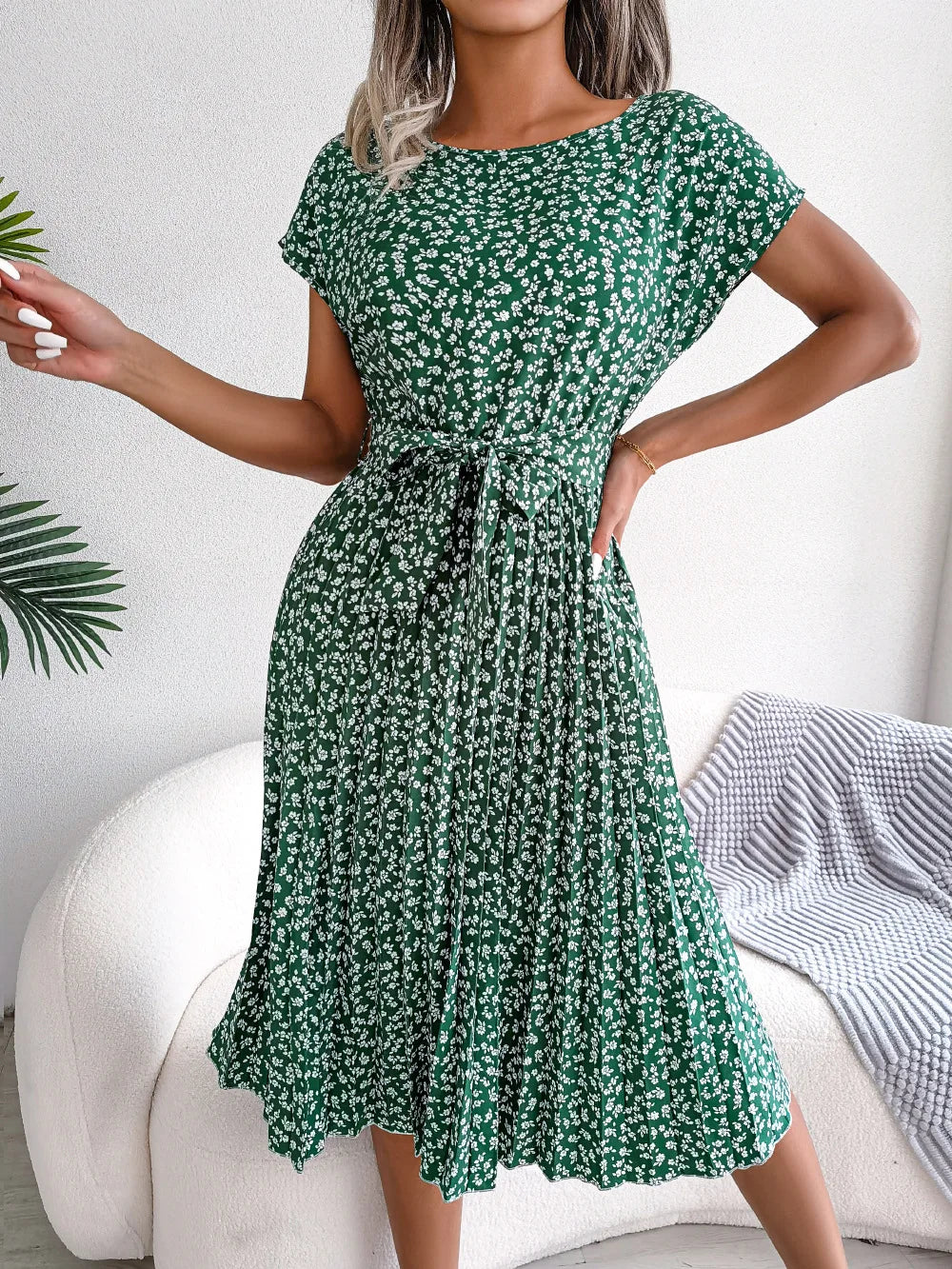 Fiona Damen Kleid | Floral Plissee A-Linie, Sommerkleid 0