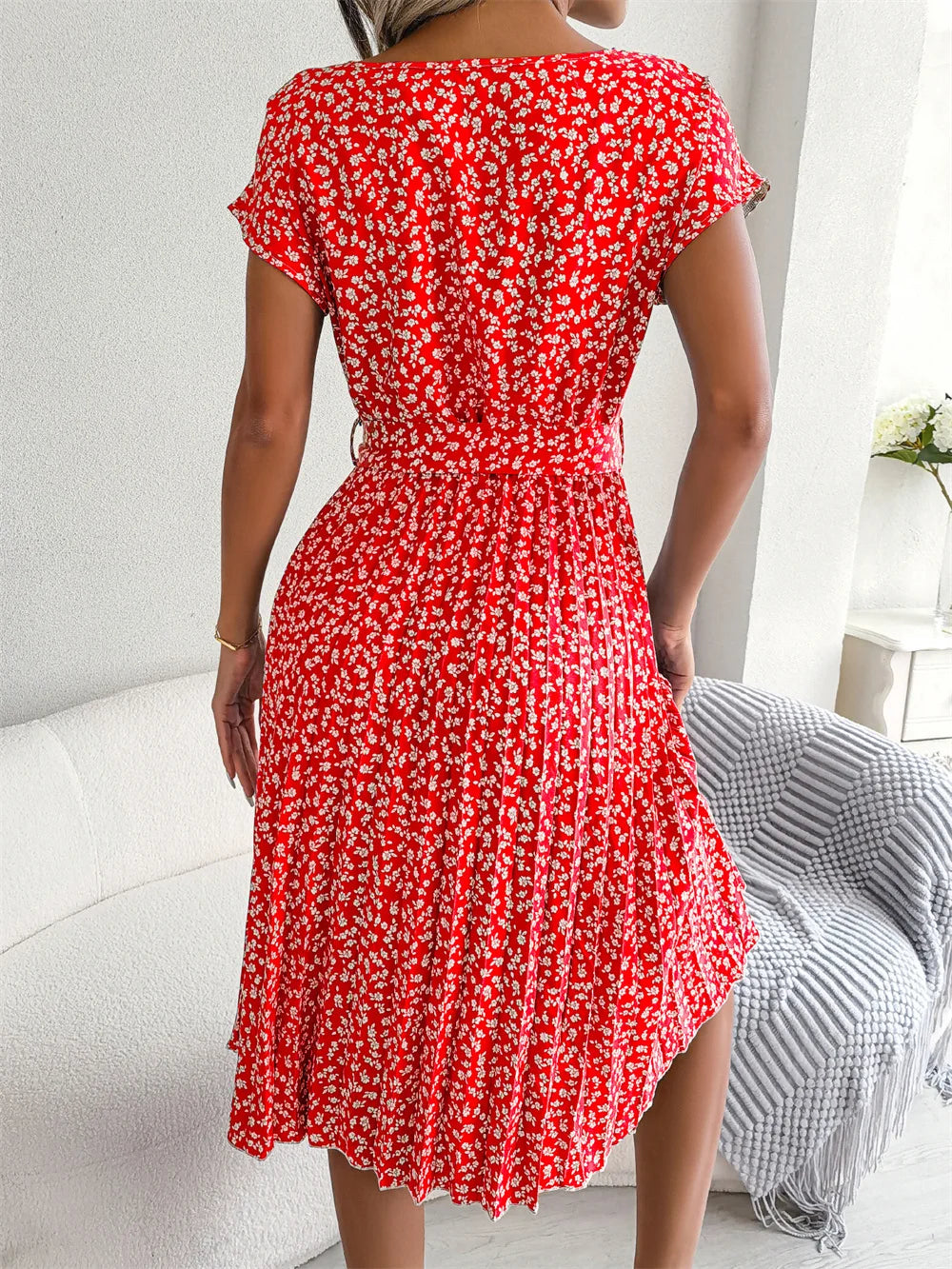 Fiona Damen Kleid | Floral Plissee A-Linie, Sommerkleid 0