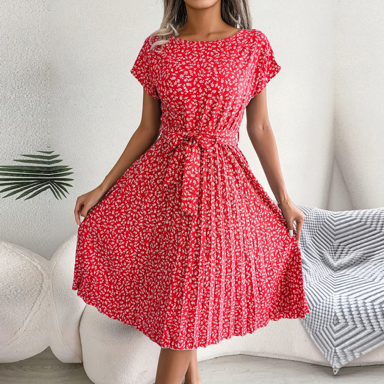 Fiona Damen Kleid | Floral Plissee A-Linie, Sommerkleid 10
