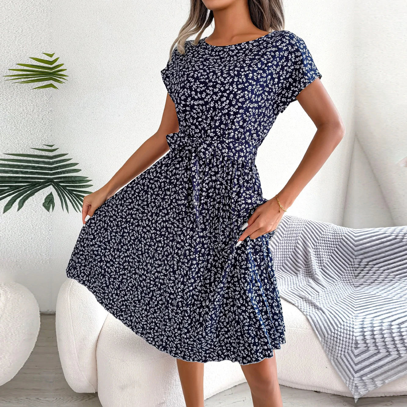 Fiona Damen Kleid | Floral Plissee A-Linie, Sommerkleid 12