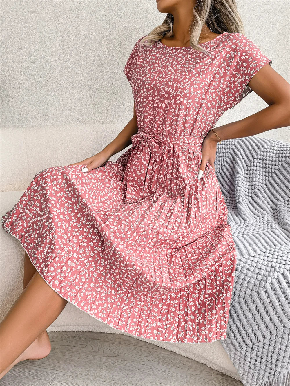 Fiona Damen Kleid | Floral Plissee A-Linie, Sommerkleid 2