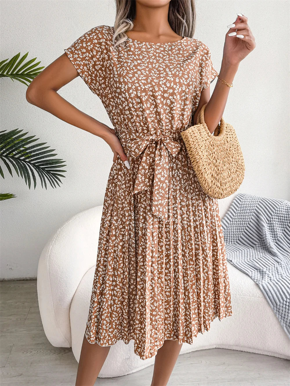 Fiona Damen Kleid | Floral Plissee A-Linie, Sommerkleid 3