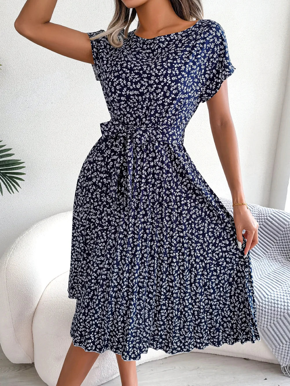 Fiona Damen Kleid | Floral Plissee A-Linie, Sommerkleid 5