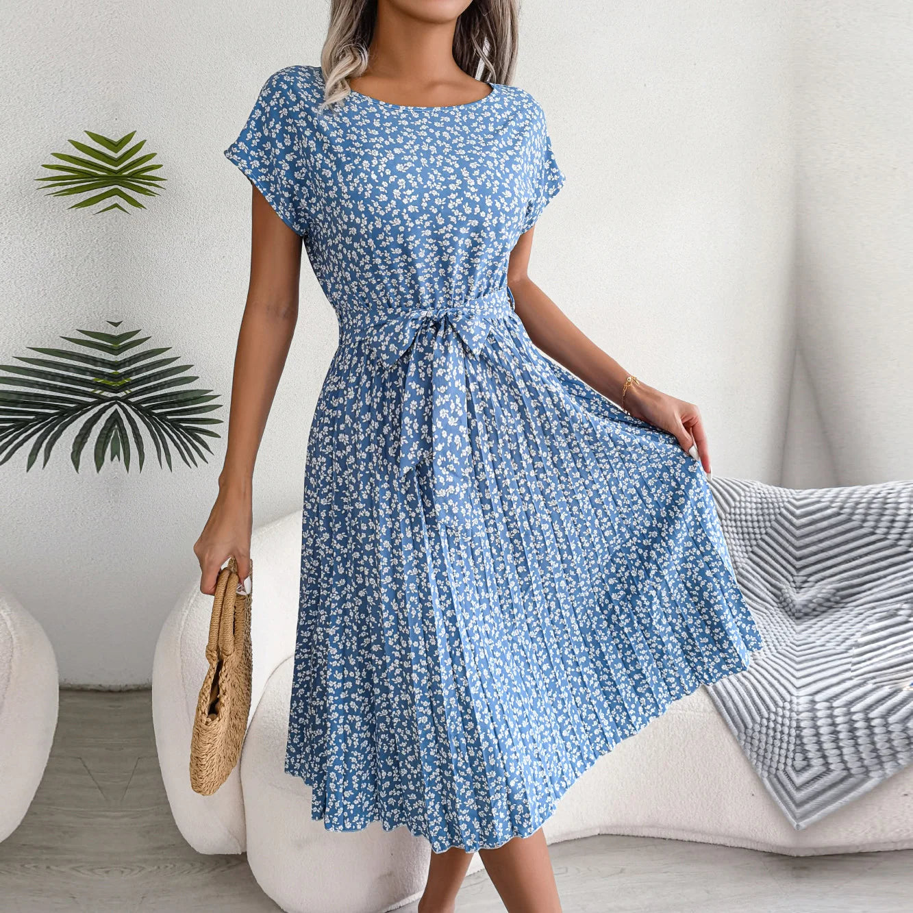 Fiona Damen Kleid | Floral Plissee A-Linie, Sommerkleid 9