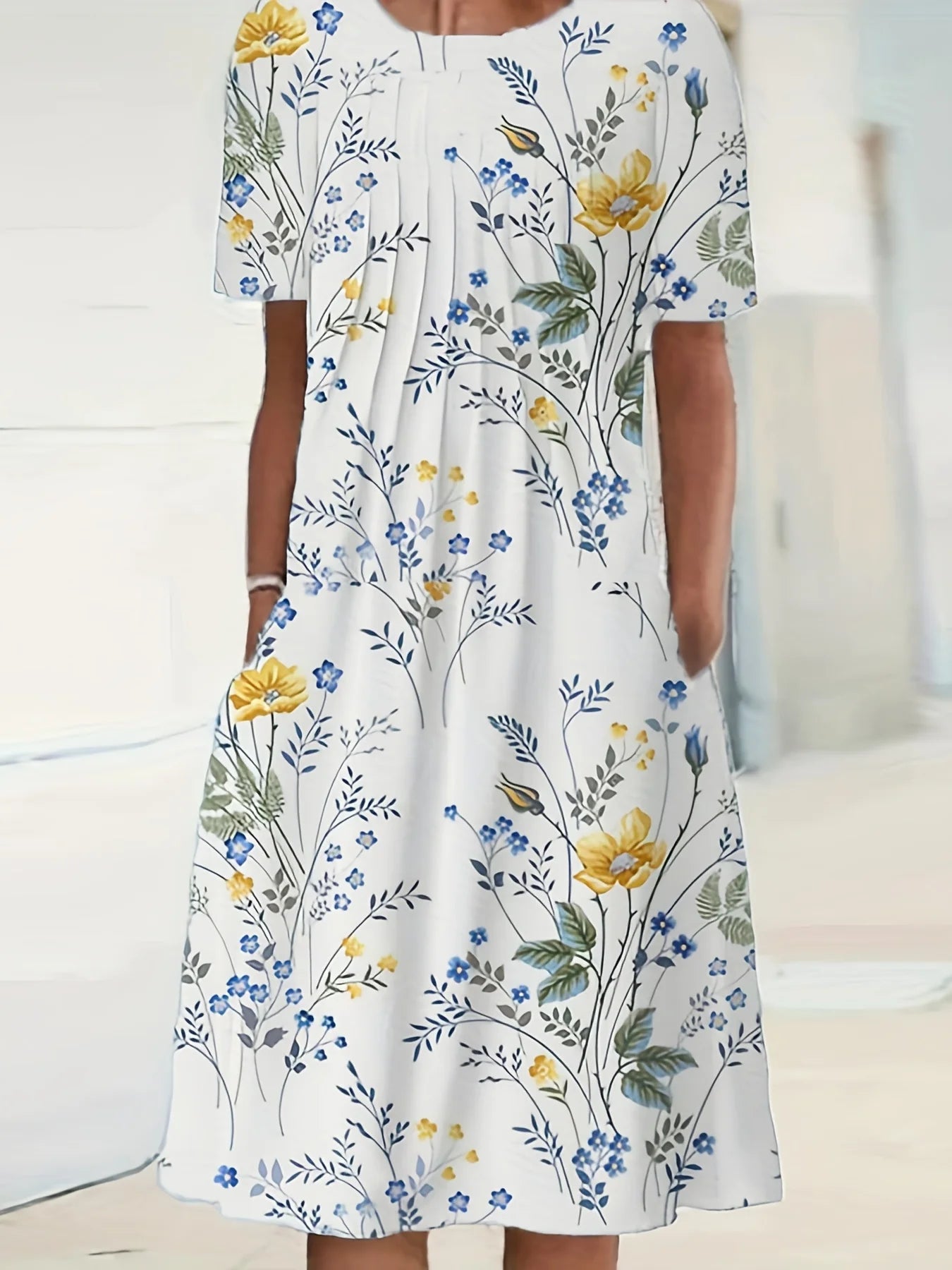 Fiona Damen Kurzarmkleid | Bedruckter Stoff, Festlich 2