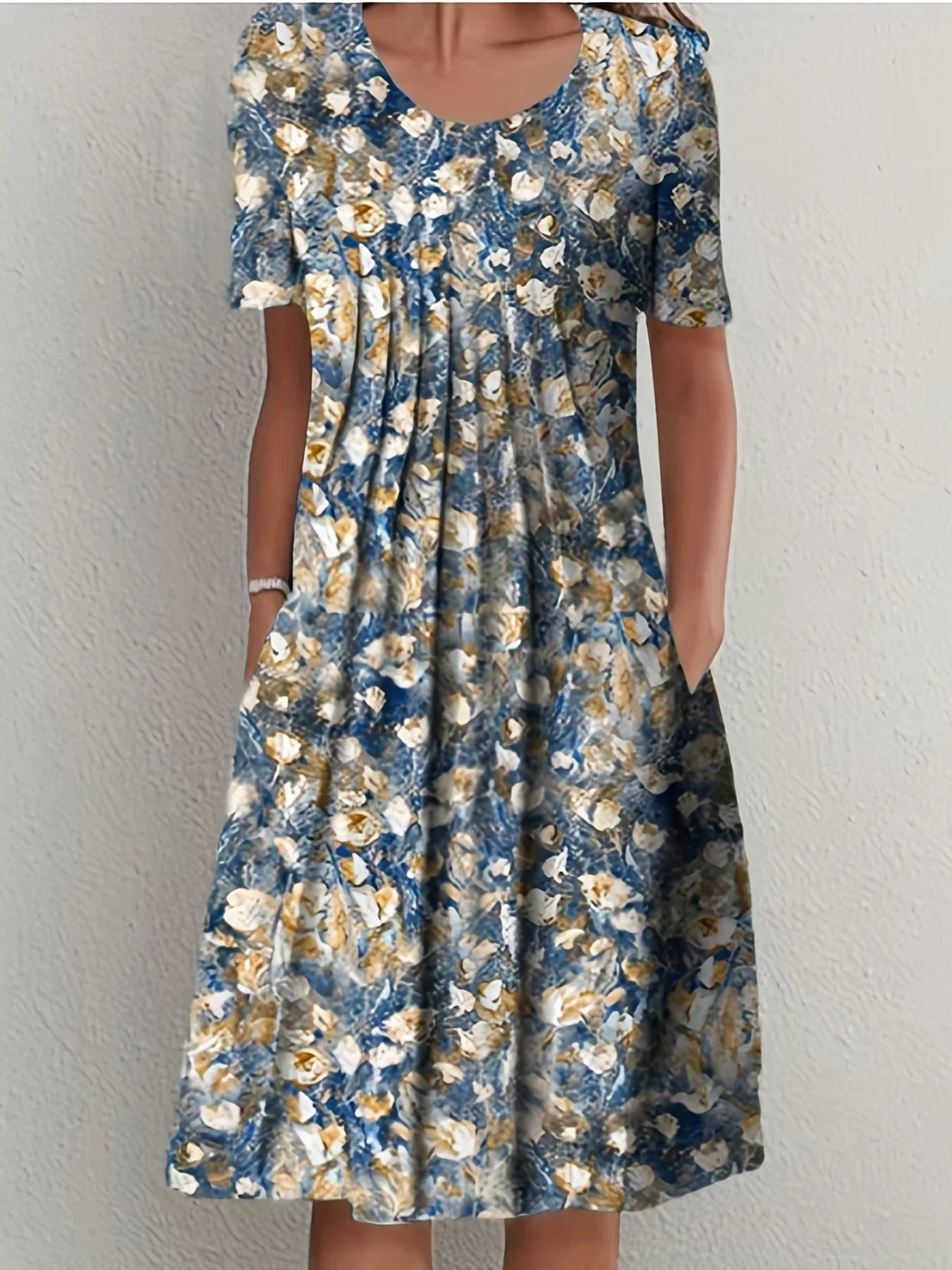 Fiona Damen Kurzarmkleid | Bedruckter Stoff, Festlich 3