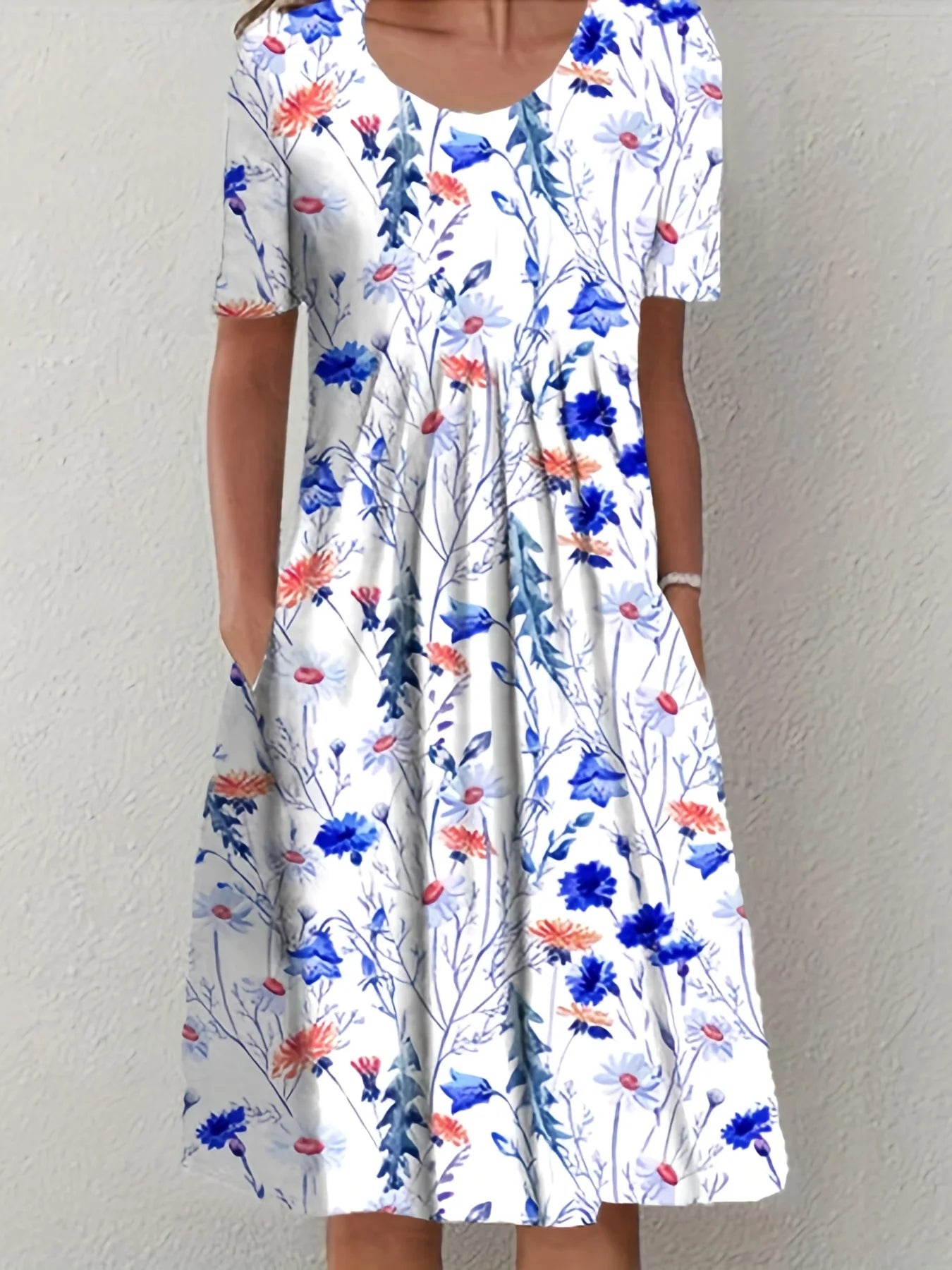 Fiona Damen Kurzarmkleid | Bedruckter Stoff, Festlich 6