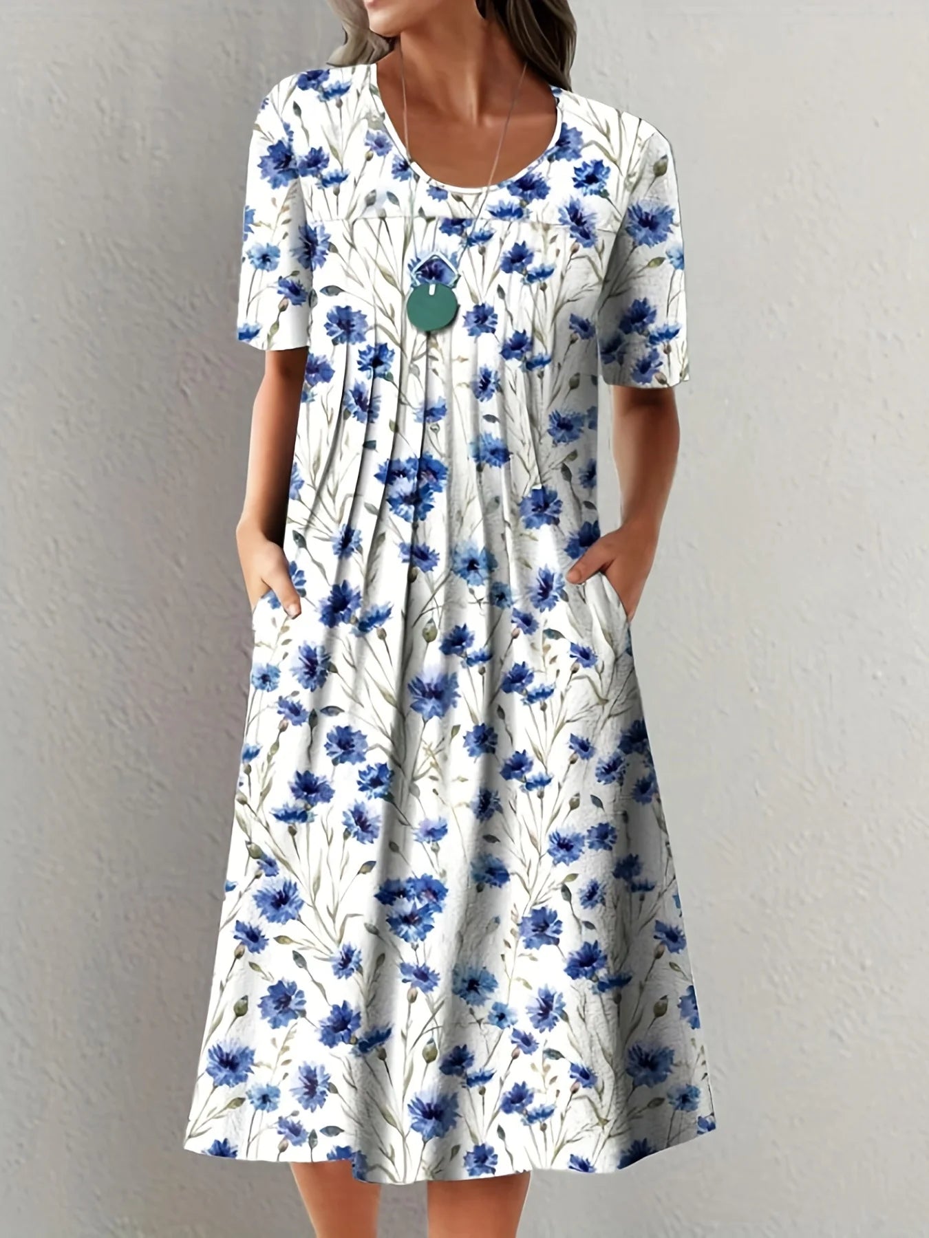 Fiona Damen Kurzarmkleid | Bedruckter Stoff, Festlich 7