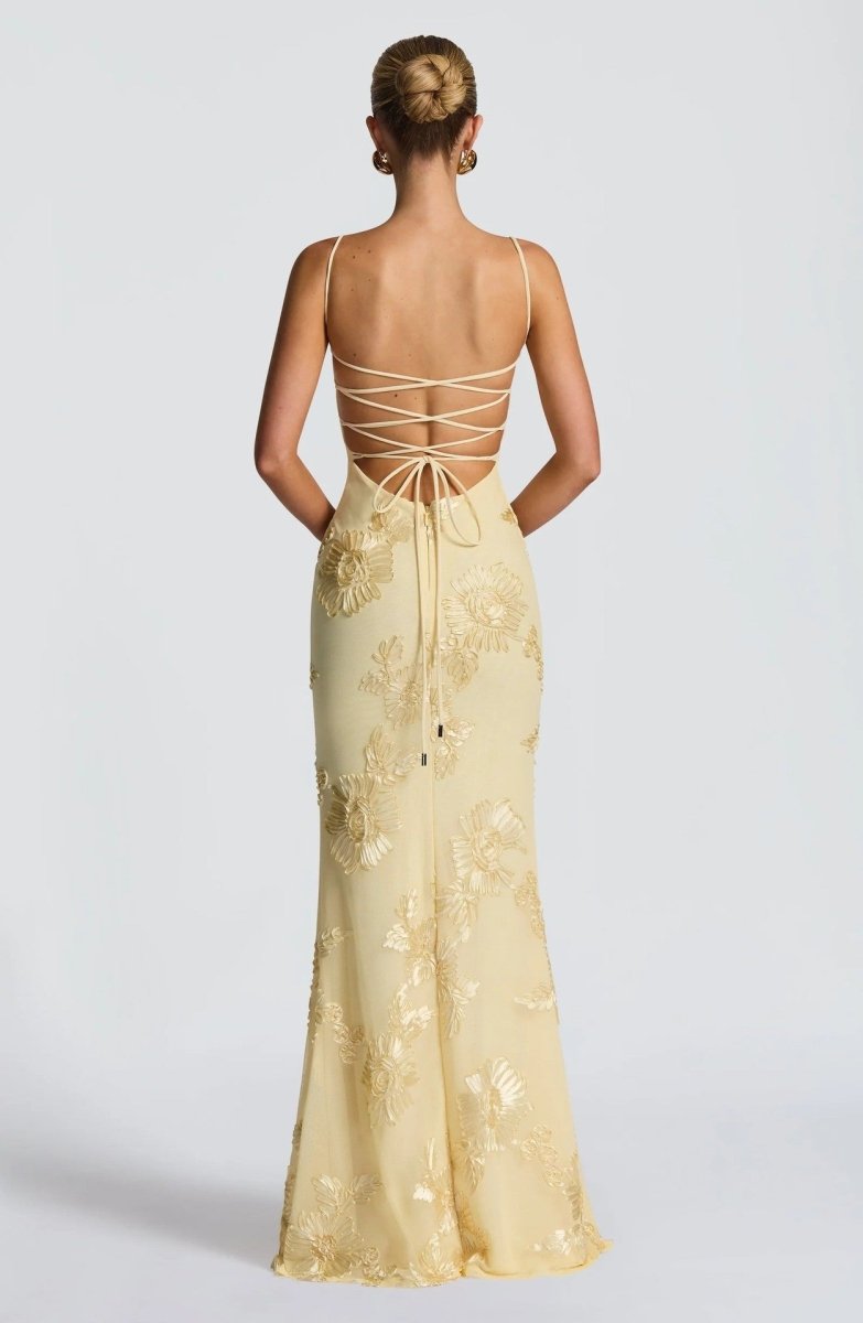 Fiona Figurbetontes Maxi Kleid | Spitze und Offener Rücken 8