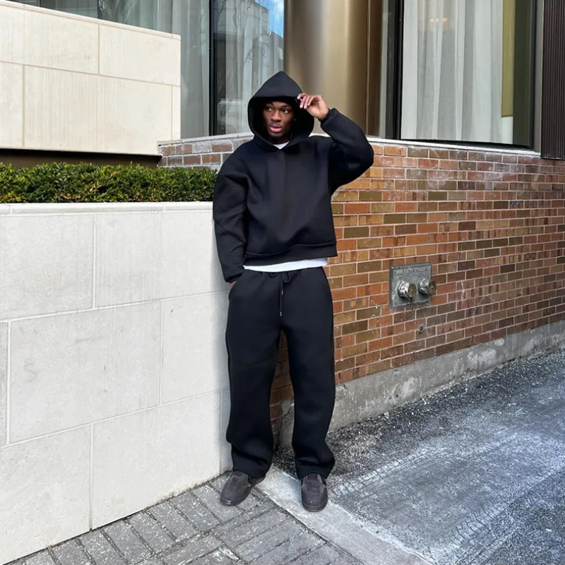 Beat Grau Oversized Zweiteiler Jogginganzug mit Kapuze für Herren | Casual Streetwear - S/M/L/XL/2XL