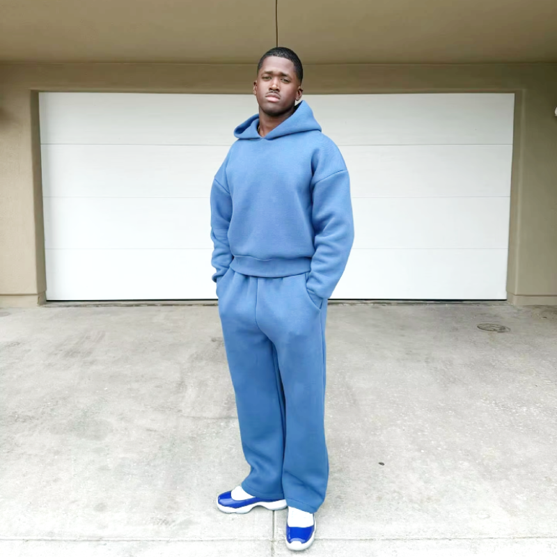 Beat Grau Oversized Zweiteiler Jogginganzug mit Kapuze für Herren | Casual Streetwear - S/M/L/XL/2XL
