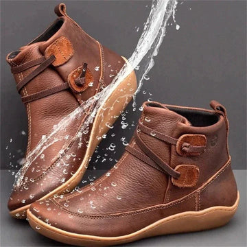 Petra Braun Orthopädische Leder-Stiefeletten für Damen | Wasserfest, Komfort-Fussbett - EU 35-43