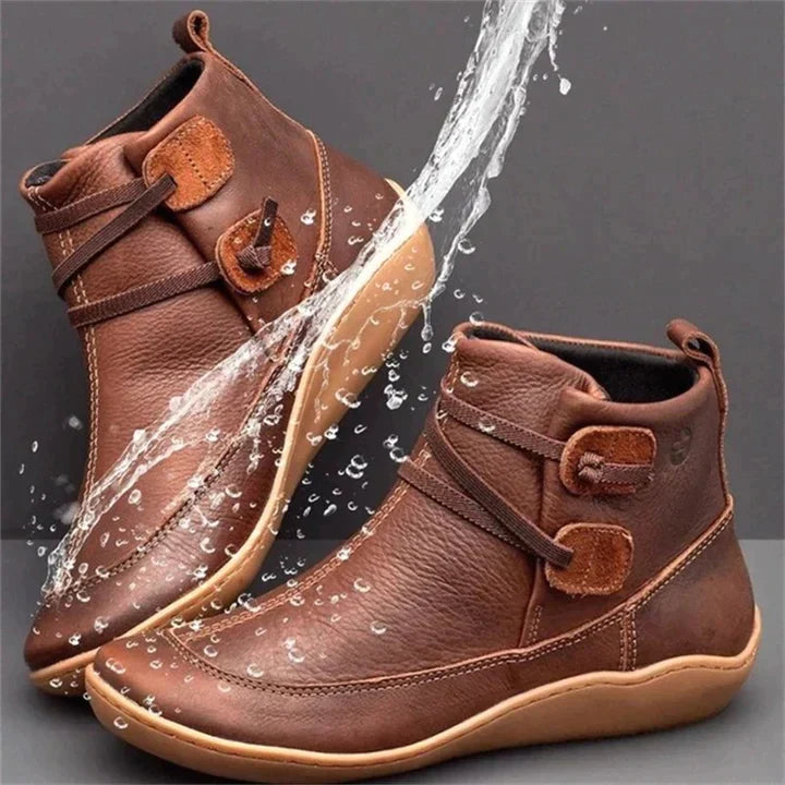 Petra Braun Orthopädische Leder-Stiefeletten für Damen | Wasserfest, Komfort-Fussbett - EU 35-43