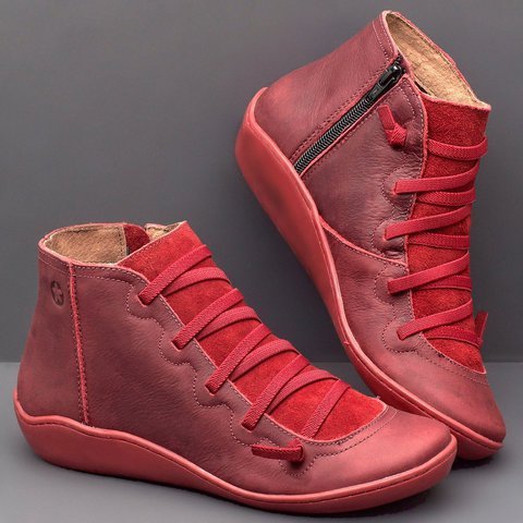 Sybille Grün Gefütterte Leder-Optik Schnür-Stiefelette für Damen | Warmer Vintage Casual Stil - 35-44