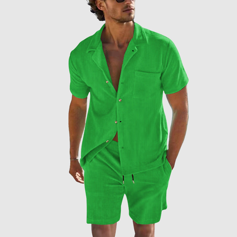 Gero Herren Freizeit-Set | Leichtes Kurzarmhemd und Shorts, Casual 3