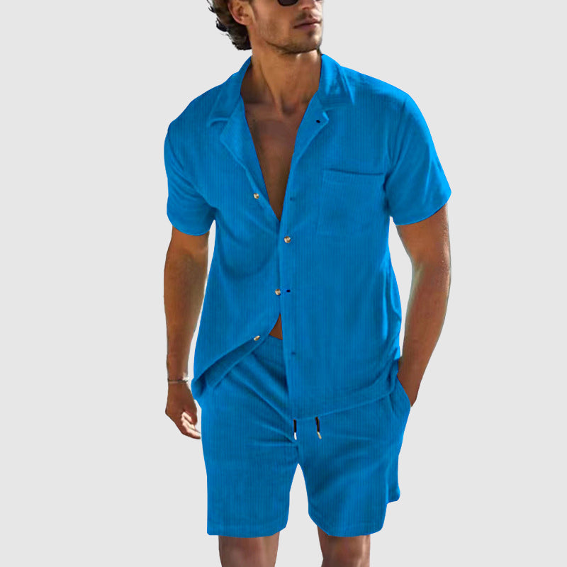 Gero Herren Freizeit-Set | Leichtes Kurzarmhemd und Shorts, Casual 4