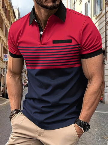 Gero Herren Poloshirt | Gestreift, Kurzarm, Atmungsaktiv Baumwolle 0