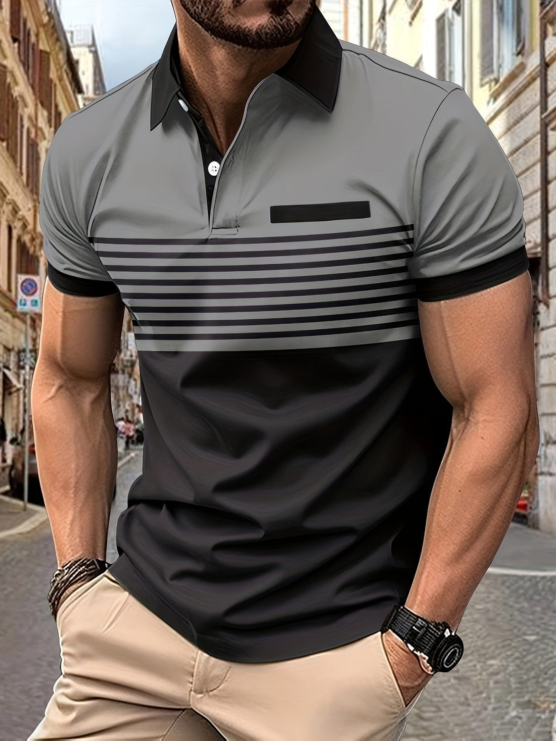 Gero Herren Poloshirt | Gestreift, Kurzarm, Atmungsaktiv Baumwolle 0