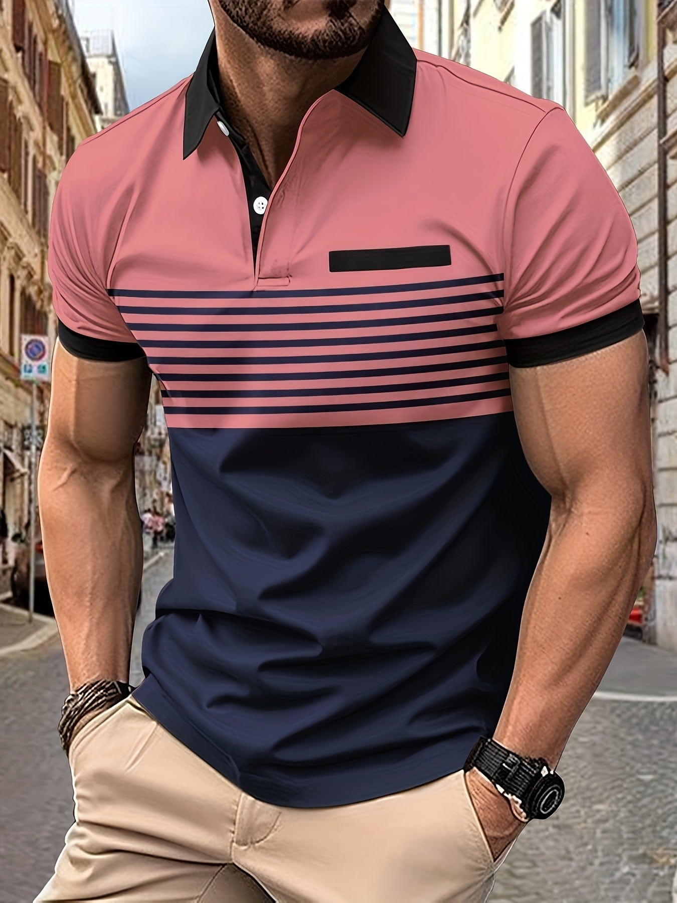 Gero Herren Poloshirt | Gestreift, Kurzarm, Atmungsaktiv Baumwolle 5