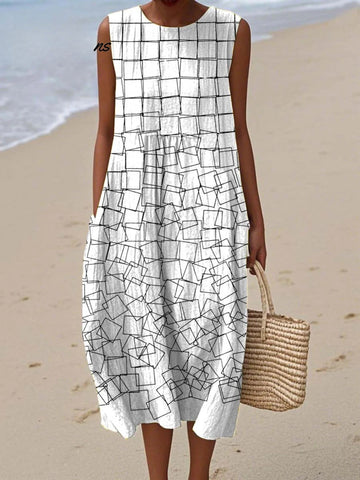 Gina Damen Wickelkleid | 100% Baumwolle, Geometrischer Druck, Elegant 0