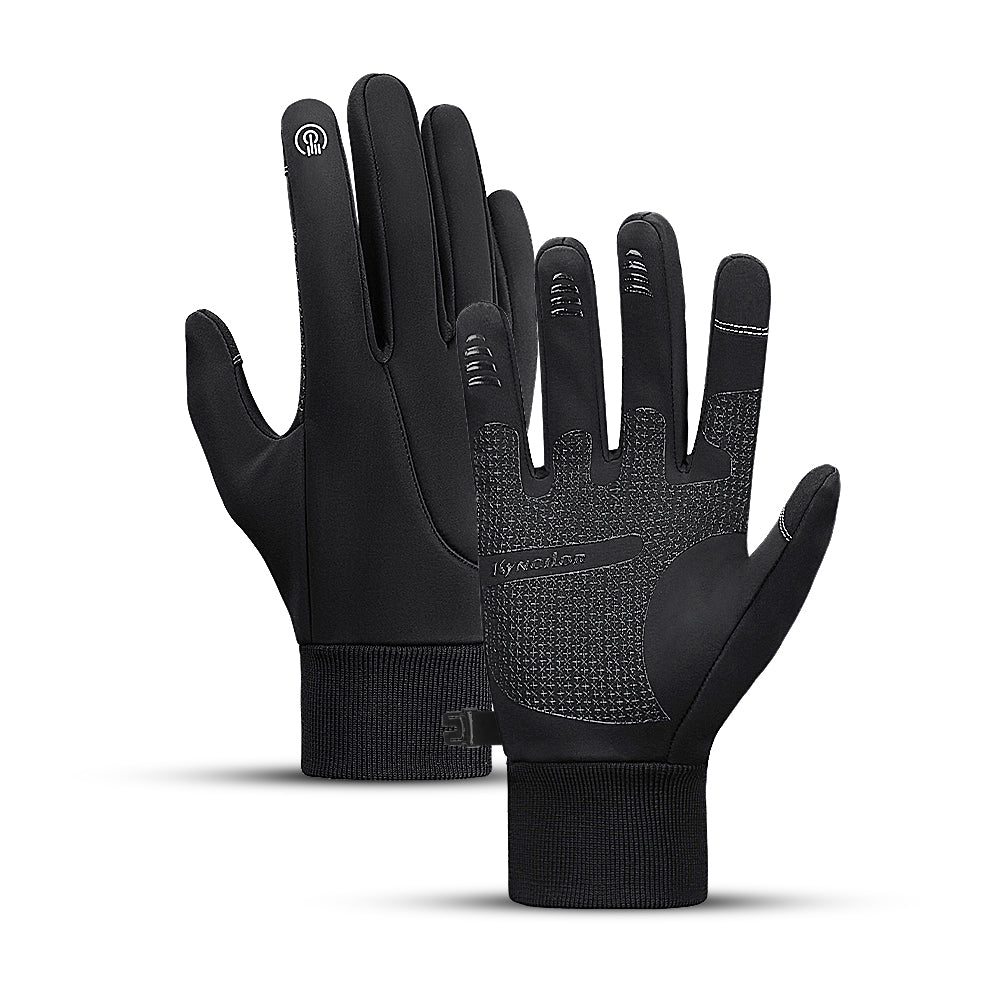 Beat Schwarz Winddichte Wasserabweisende Touchscreen-Winterhandschuhe mit Fleece-Innenseite | Outdoor Radfahren Freizeit - S/M/L