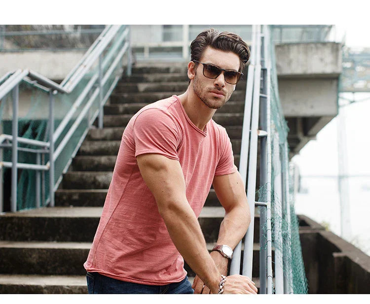 Werner Grau Slub Baumwoll-T-Shirt für Herren | Atmungsaktiv Slim Fit | Freizeit & Reisen | Unifarben - S/M/L/XL/2XL