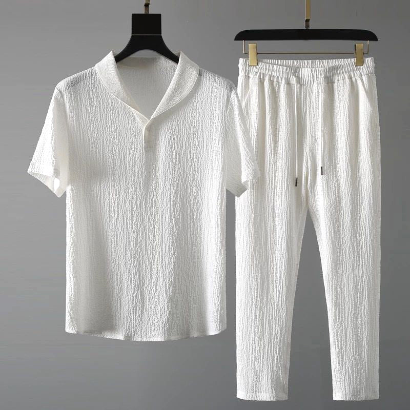Harrison Herren Sommer Set | Kurzärmliges Hemd und Hose, Lässig 0