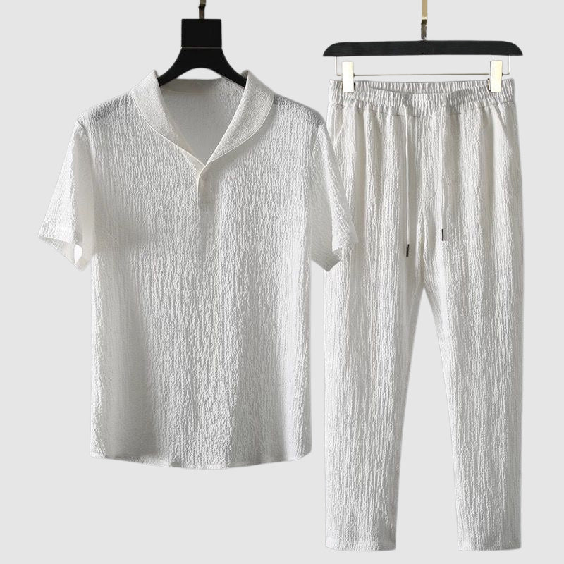 Harrison Herren Sommer Set | Kurzärmliges Hemd und Hose, Lässig 7
