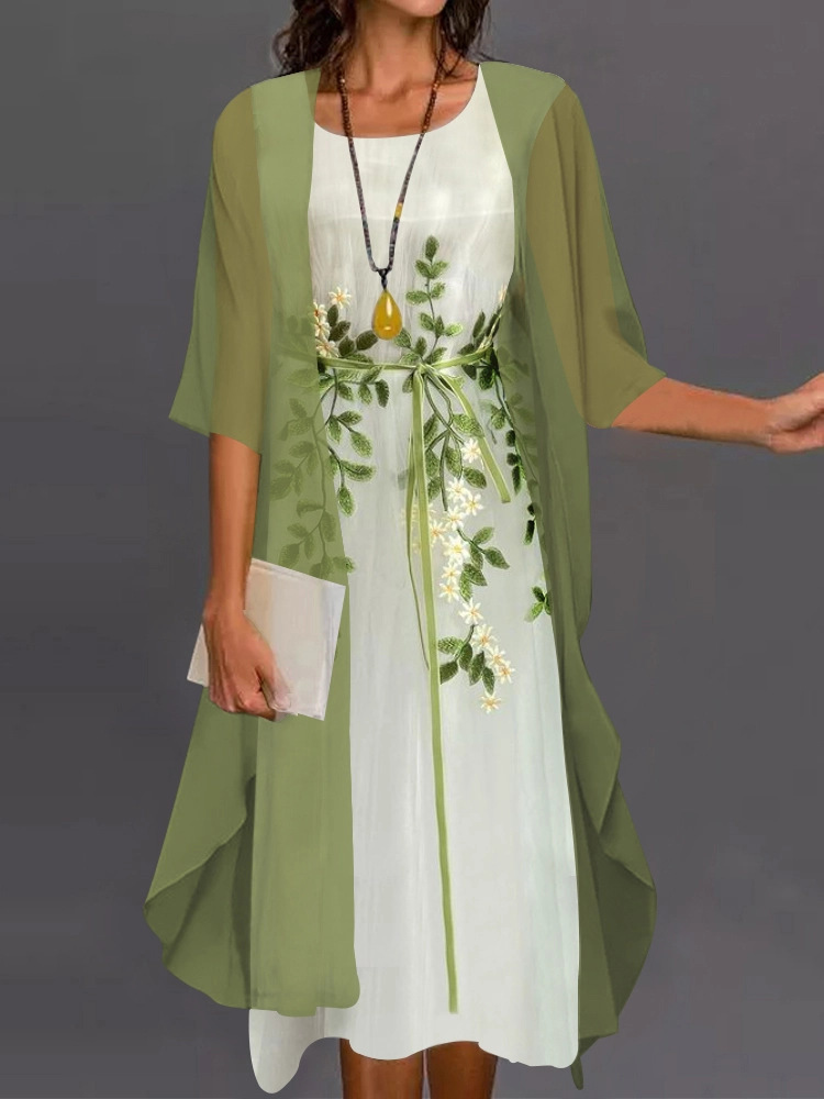 Rosemarie Himmelblau Spitzen-Chiffon Zweiteiliges Kleid für Damen | Elegante Midi-Silhouette | Hochzeit & Festlichkeiten - M/L/XL/2XL/3XL/4XL/5XL