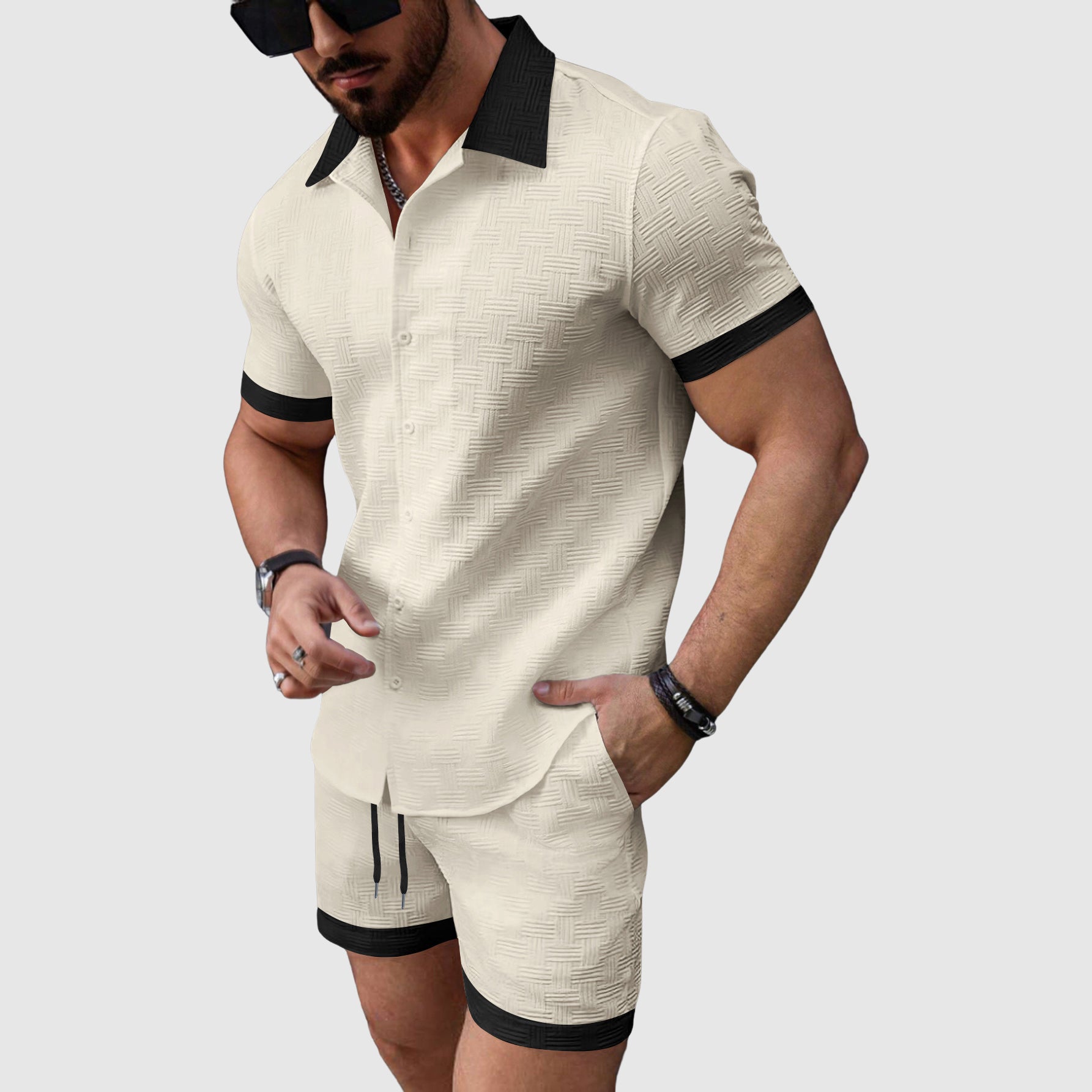 Hermann Herren Freizeitset | Kurzarmhemd und Shorts, Bequemes Design 2